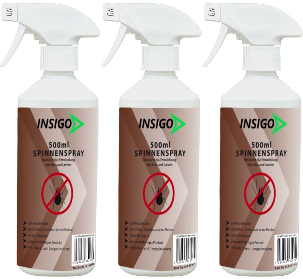 INSIGO Insektenspray auf / brennt Spinnen-Spray 1.5 Langzeitwirkung Spinnen, Wasserbasis, nicht, gegen l, mit ätzt Hochwirksam geruchsarm