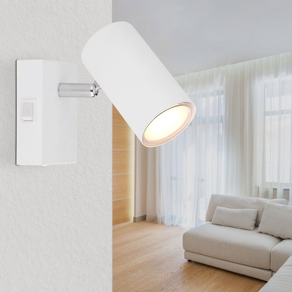 GLOBO LIGHTING Wandleuchte, Leuchtmittel nicht inklusive, Wandleuchte weiß Wandstrahler beweglich mit Schalter