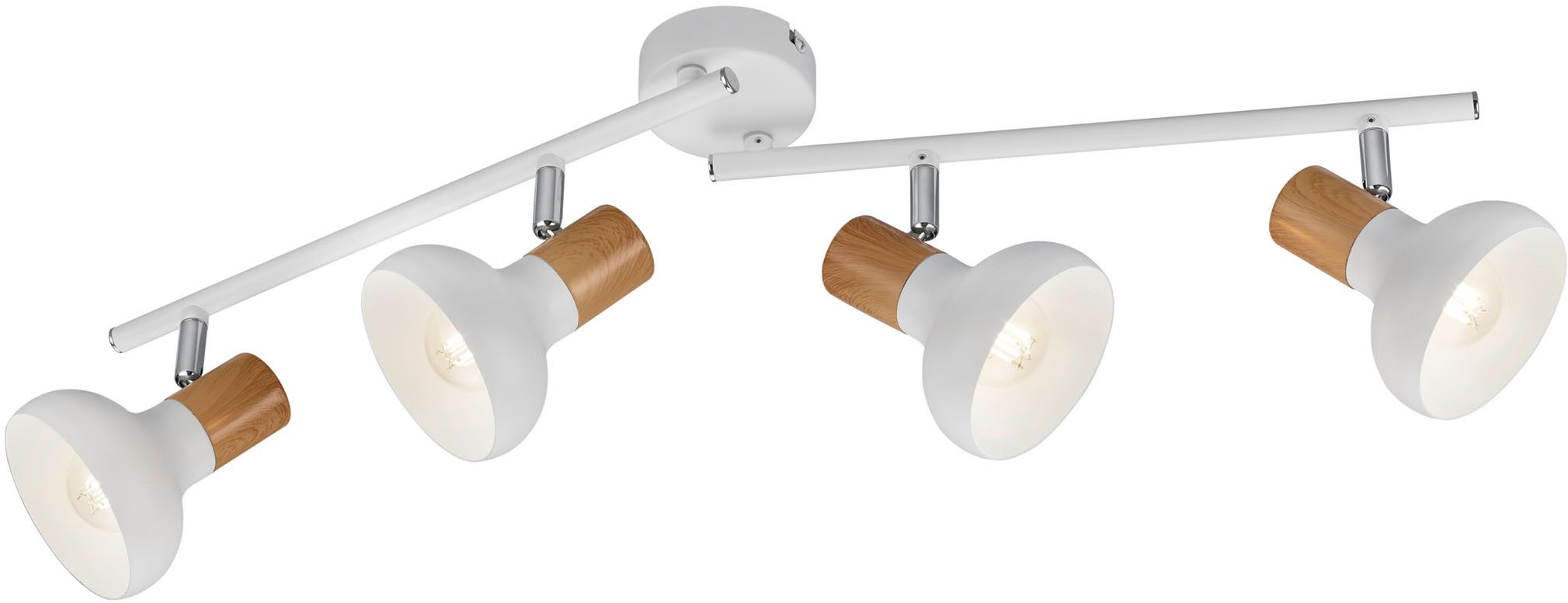 Reality Leuchten Deckenstrahler LATIKA, Прожекторы 4-flammig, exkl 4x E14 max 10W Deckenspot schwenkbar, Leuchtmittel wechselbar, warmweiß - kaltweiß, 2 schwenkbare Arme, Metall und Holzoptik Lackierung, Spot Licht