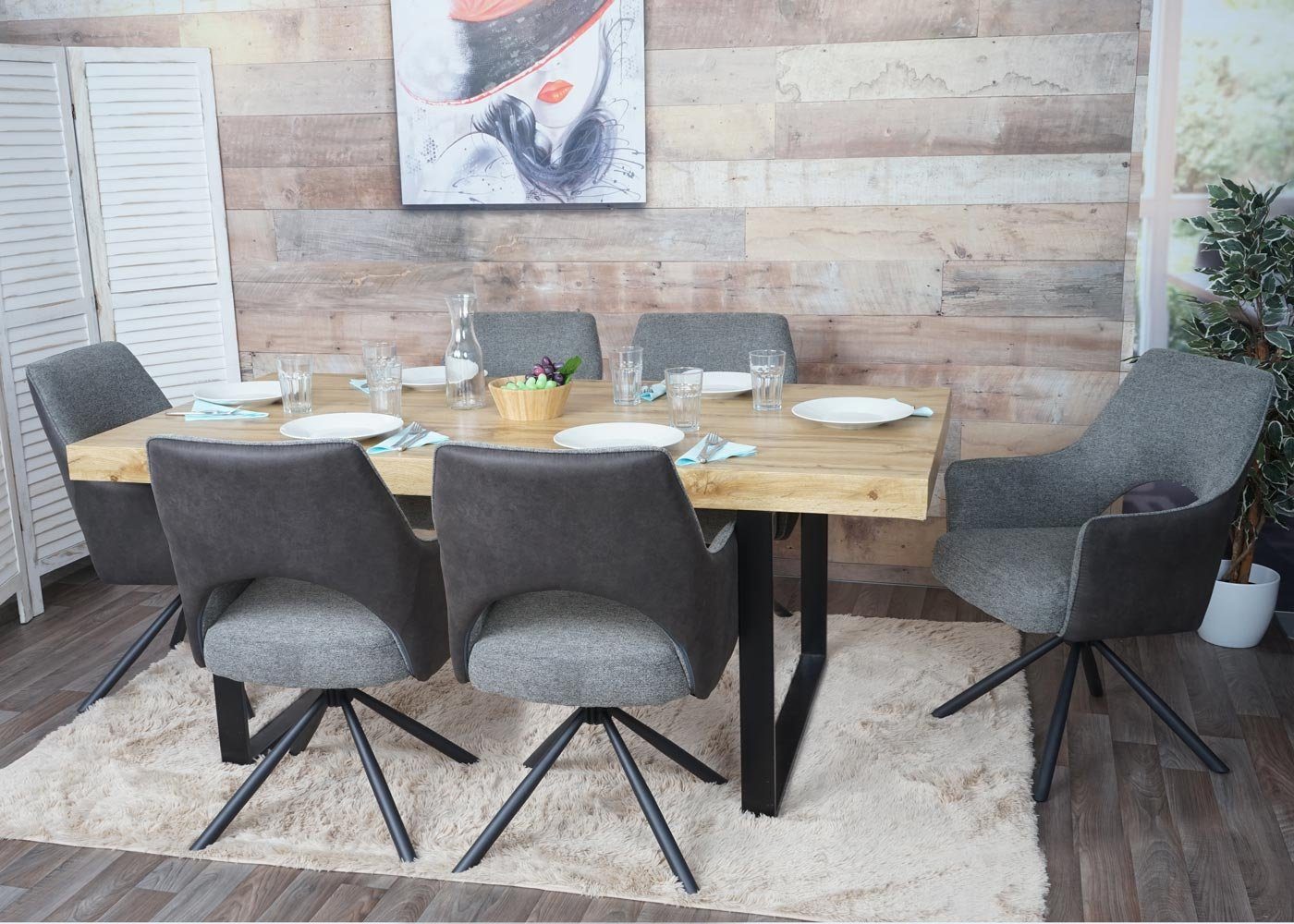 MCW Esszimmerstuhl MCW-K30 (1er), Um 180° drehbar Armlehne, Stabiles Stativgestell, Abgerundete Ecken