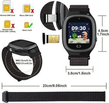 PTHTECHUS Smartwatch (1,37 Zoll), Kinder LED Touch Digitalkamera Kinderuhr Spiel Anruf Wecker 5-12 Jahre