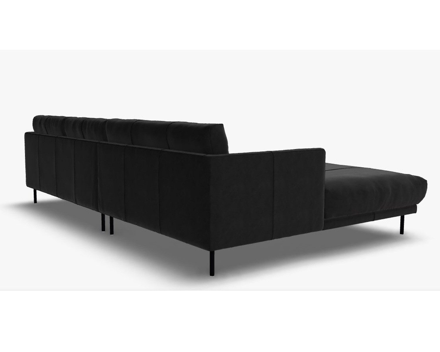 Rolf Benz Ecksofa Ecksofa Rolf Benz freistil 133 Ottomane links Leder schwarz, Echtes Leder