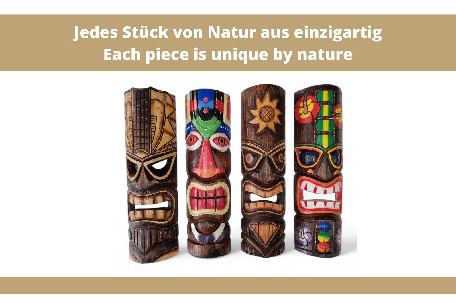 Kinaree Wanddekoobjekt TIKI Totem Wandmaske, Handbemalt, Unikate, Naturprodukt, Handgefertigt