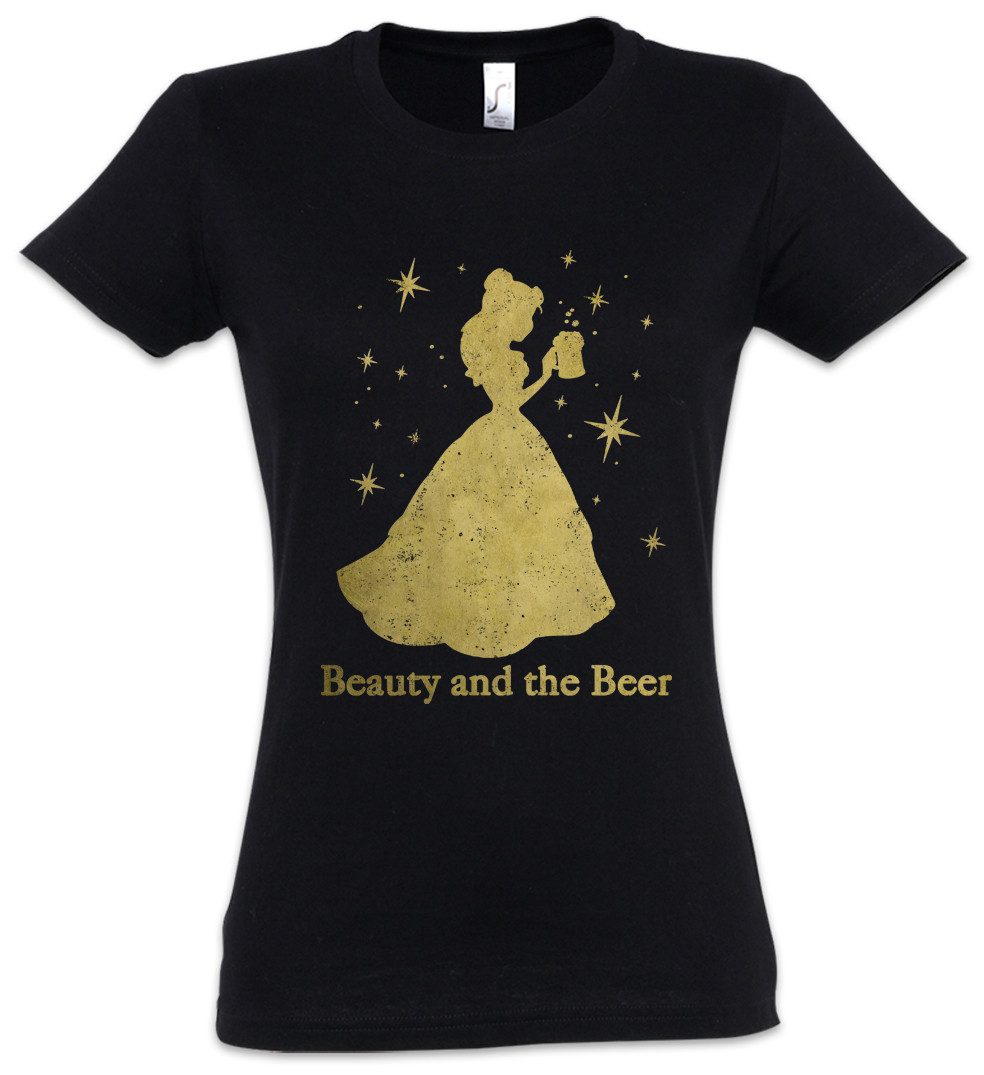 Urban Backwoods Print-Shirt Beauty and the Beer Damen T-Shirt Bier Besoffen Karneval Fasching (1-tlg) Kostüm Verkleidung Alkohol Party
