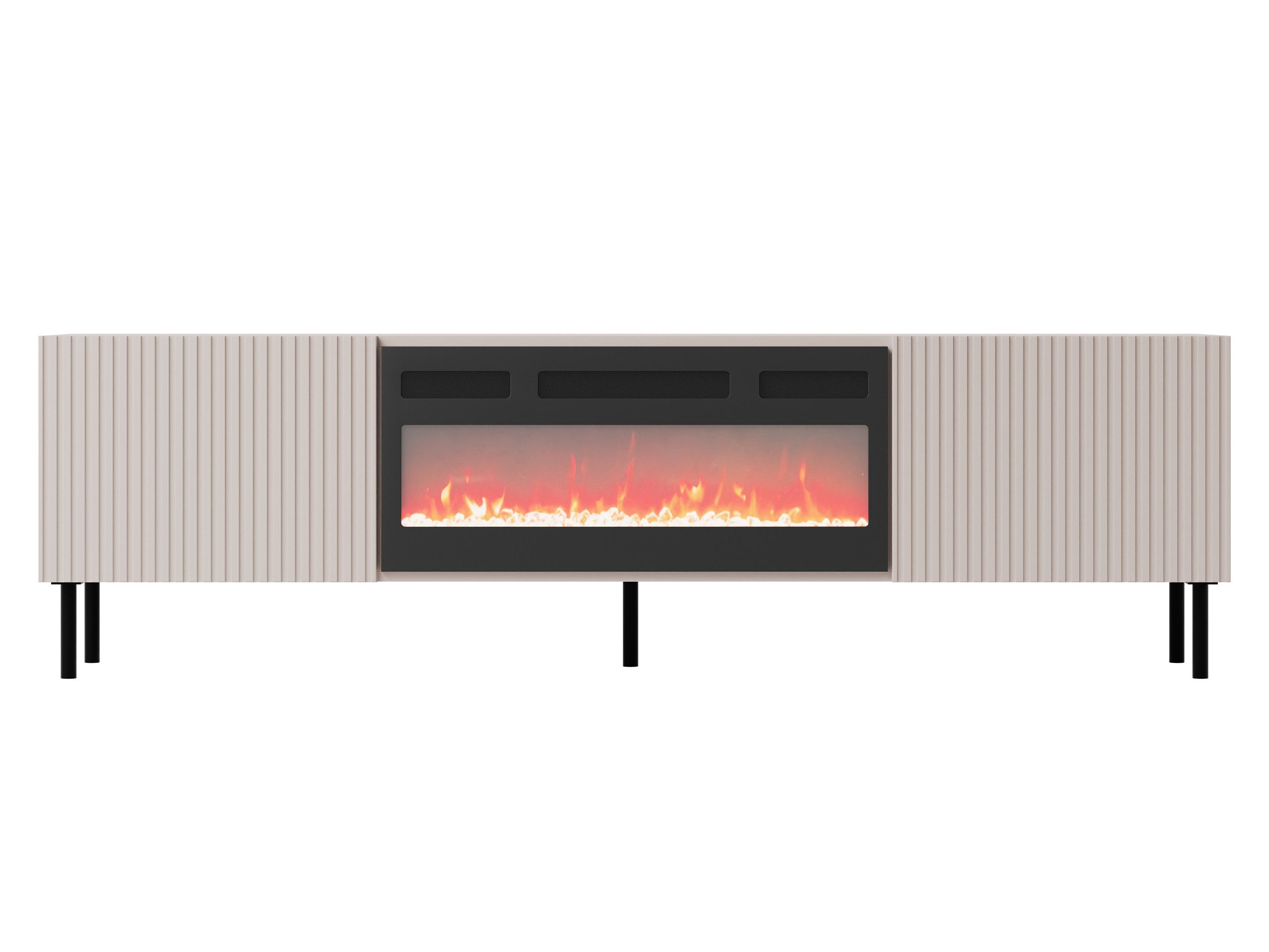 MIRJAN24 TV-Schrank Aruba 2D 181 (mit zwei Drehtüren, Elektrische Kamin) Realistische LED-Flamme, Gehärtetes Glas