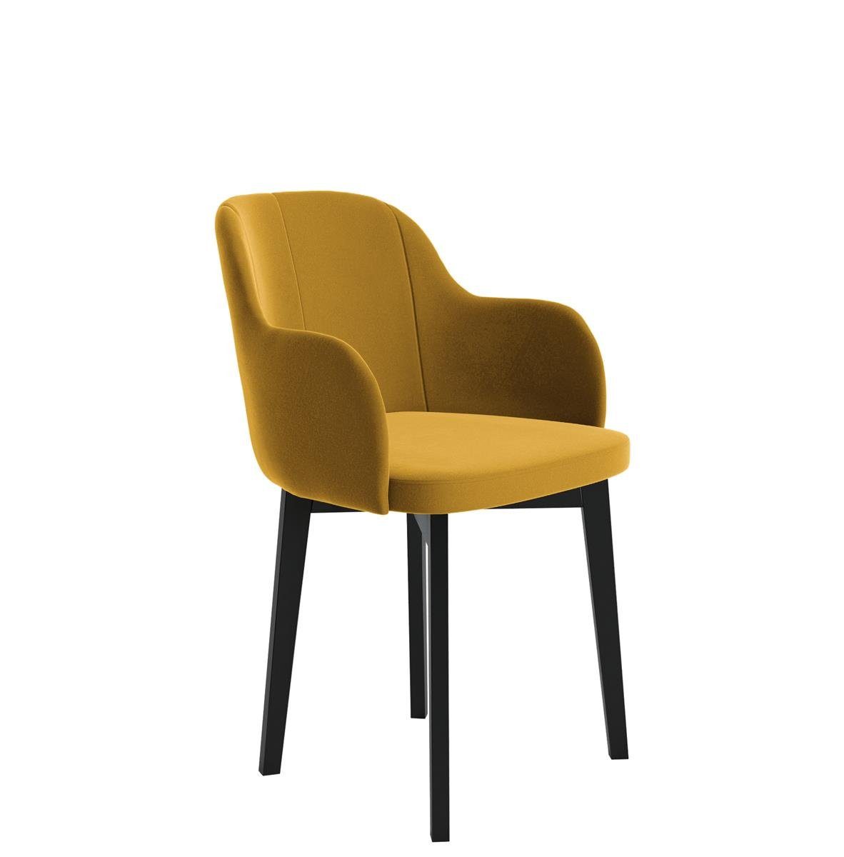 Beautysofa Polsterstuhl Relax (aus Veloursstoff), Stuhl für Wohnzimmer oder Büro, Relaxstuhl mit Holzbeine Gelb (riviera 41) | Polsterstühle