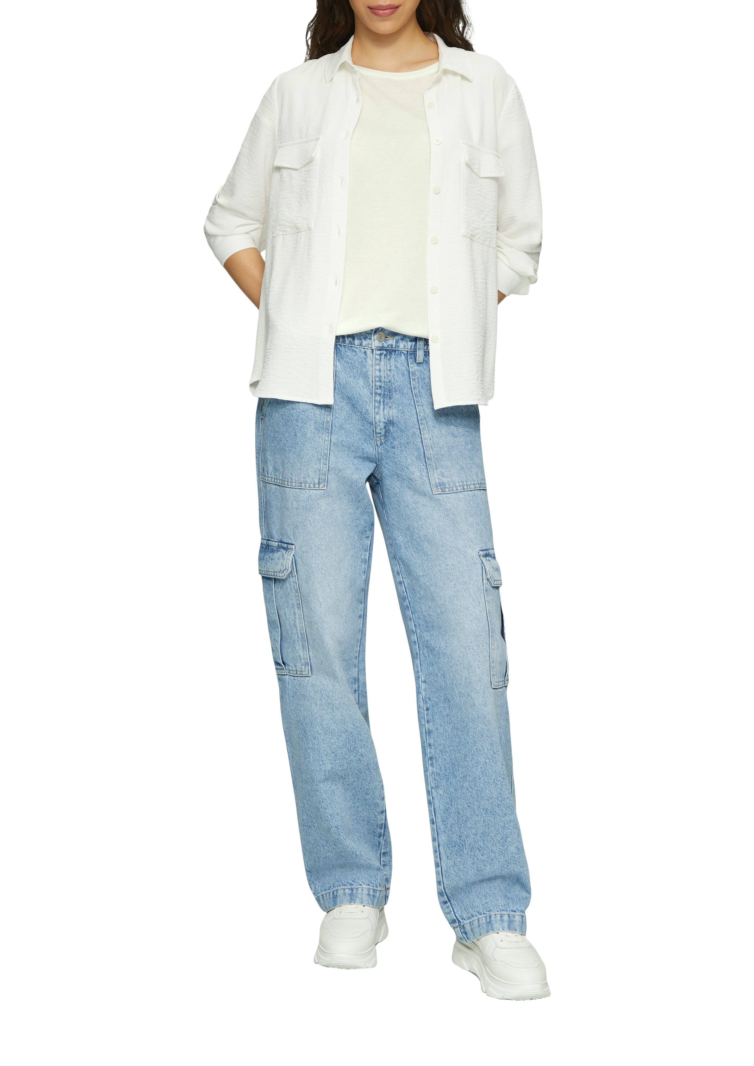 QS Kurzarmshirt mit Ärmelaufschlag günstig online kaufen