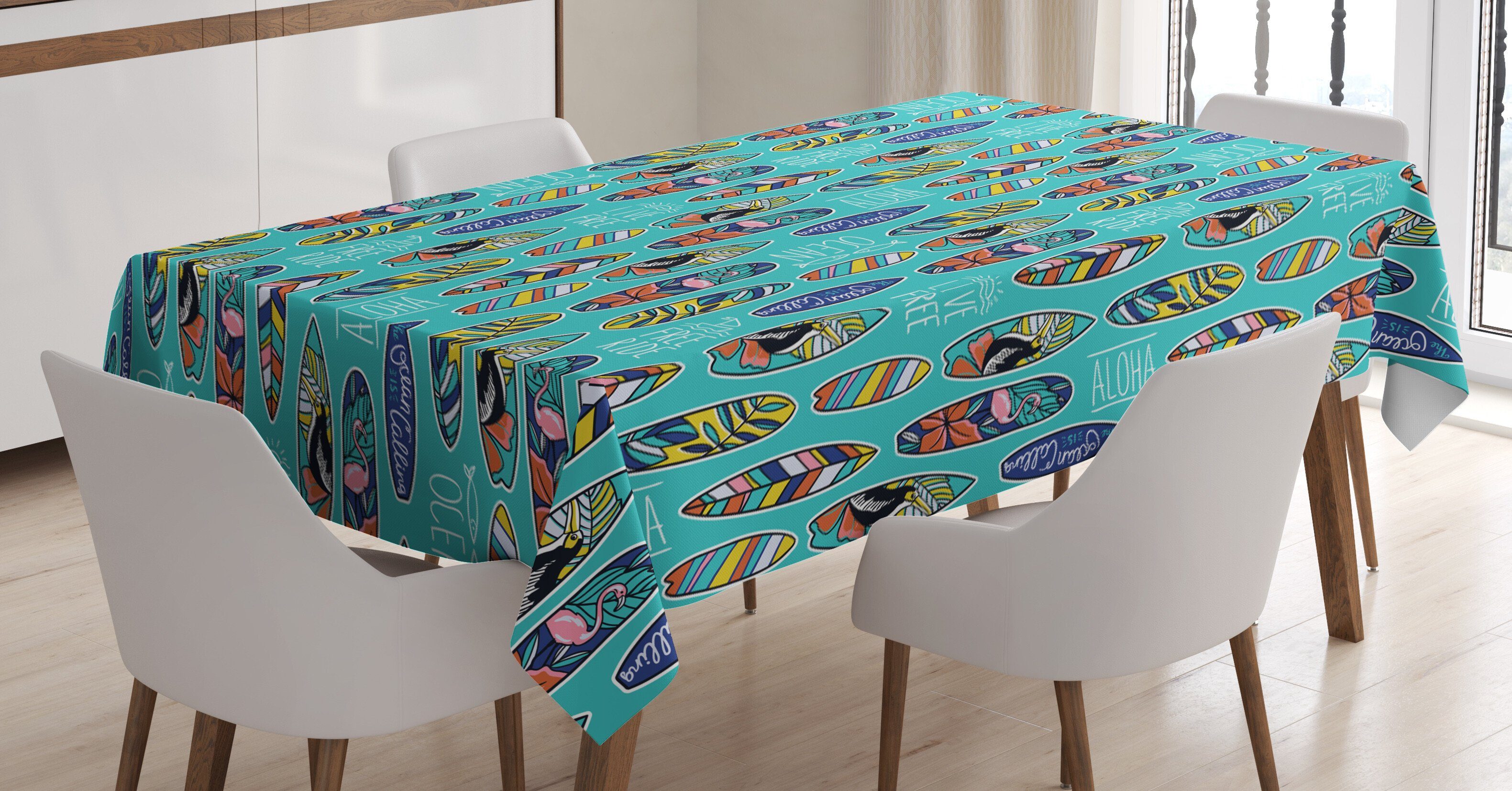 Abakuhaus Tischdecke Farbfest Waschbar Für den Außen Bereich geeignet Klare Farben, Surfbrett Aloha Hawaii Ozean | Tischdecken