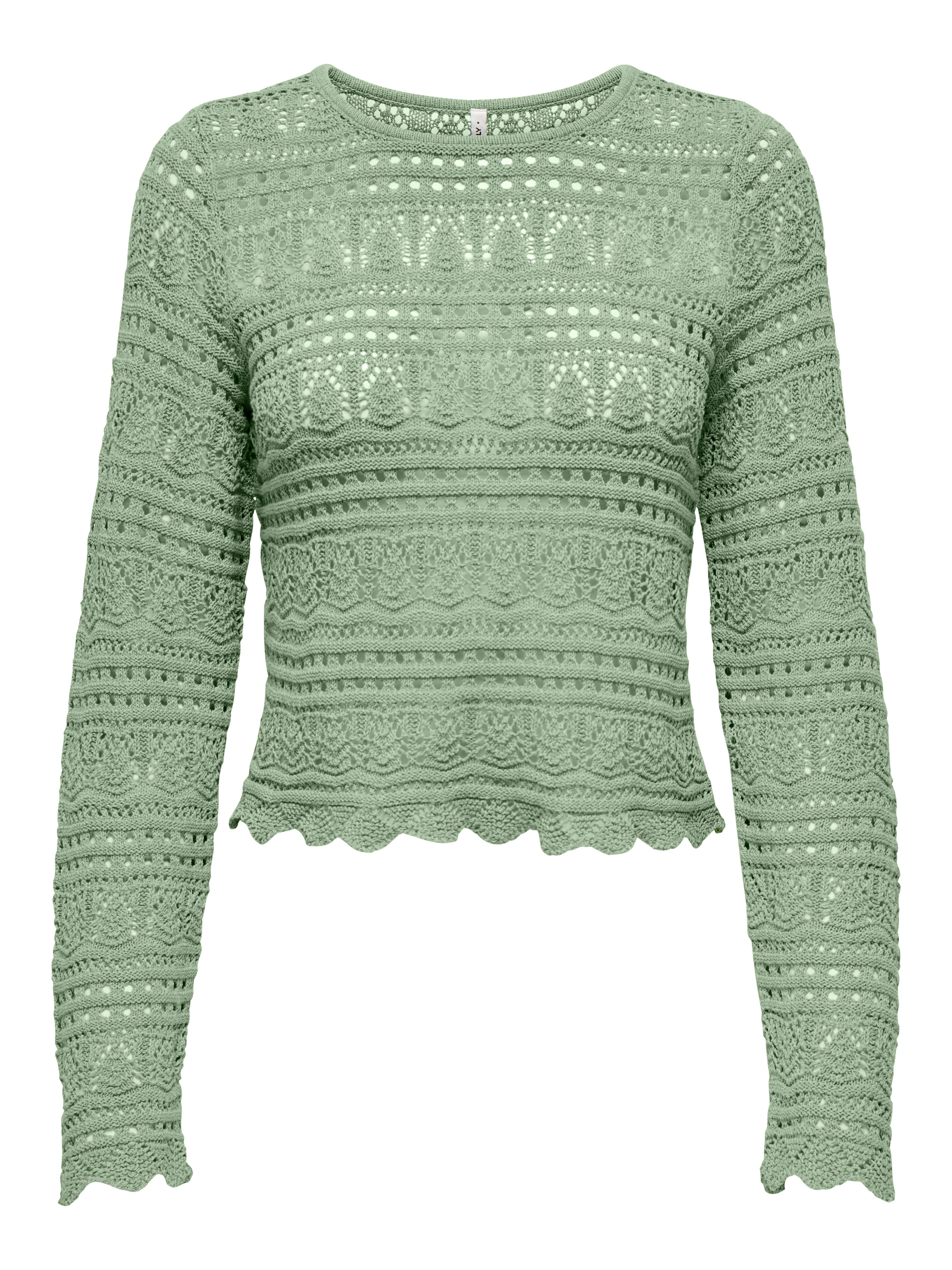 ONLY Strickpullover ONLELKE LIFE LS PULLOVER KNT NOOS Lochstickerei, verkürzte Form