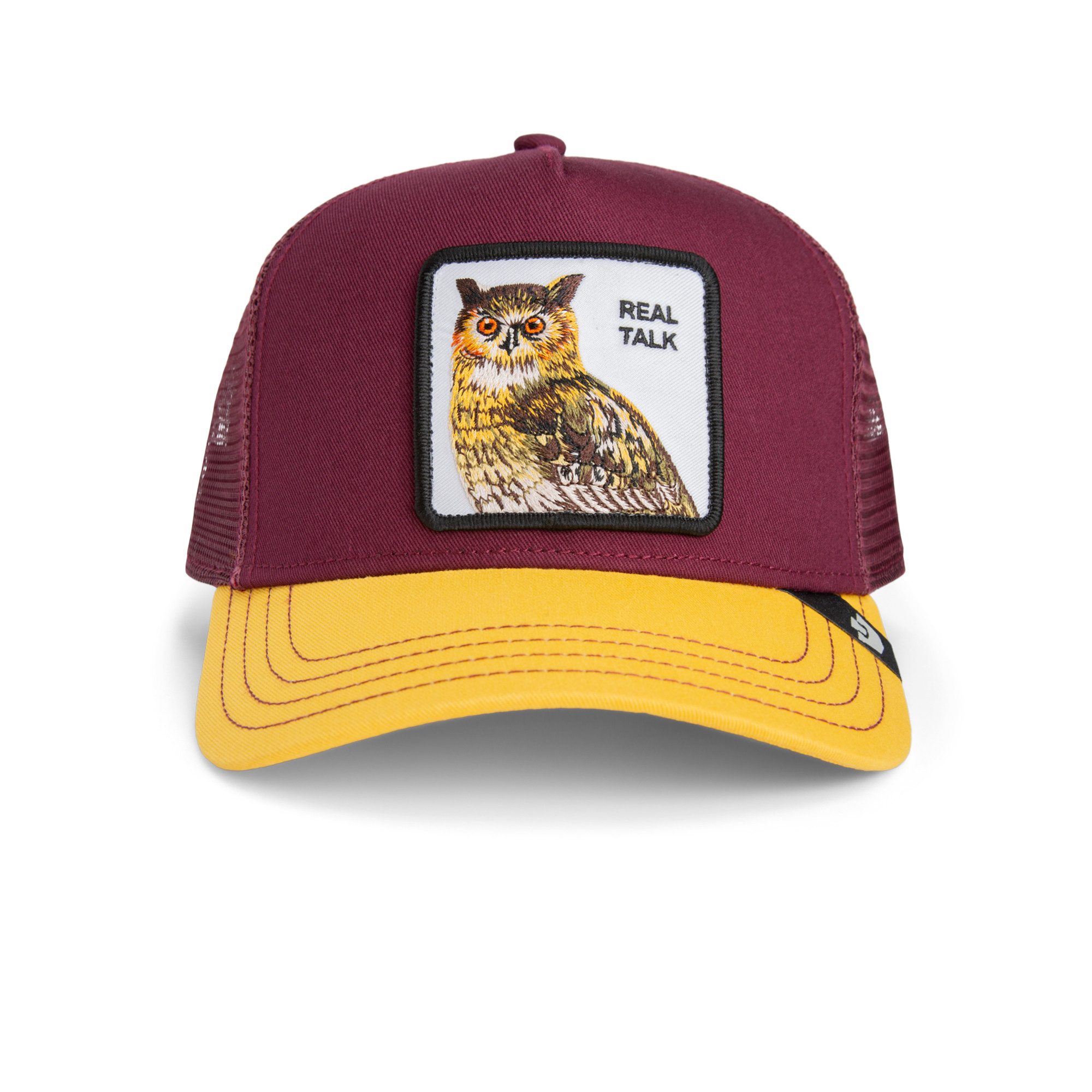 GOORIN Bros. Trucker Cap Goorin Bros. Real Talk Owl Trucker Cap DESIRE/BEAM Maroon Red Yellow (Basecap, Meshcap, Trucker Kappe)