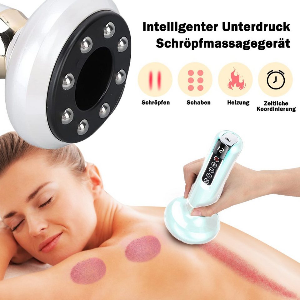 COOL-i ® Massagegerät, Elektrisches Scraping-Massagegerät,12 Gänge,  Schröpftherapie mit Wärme