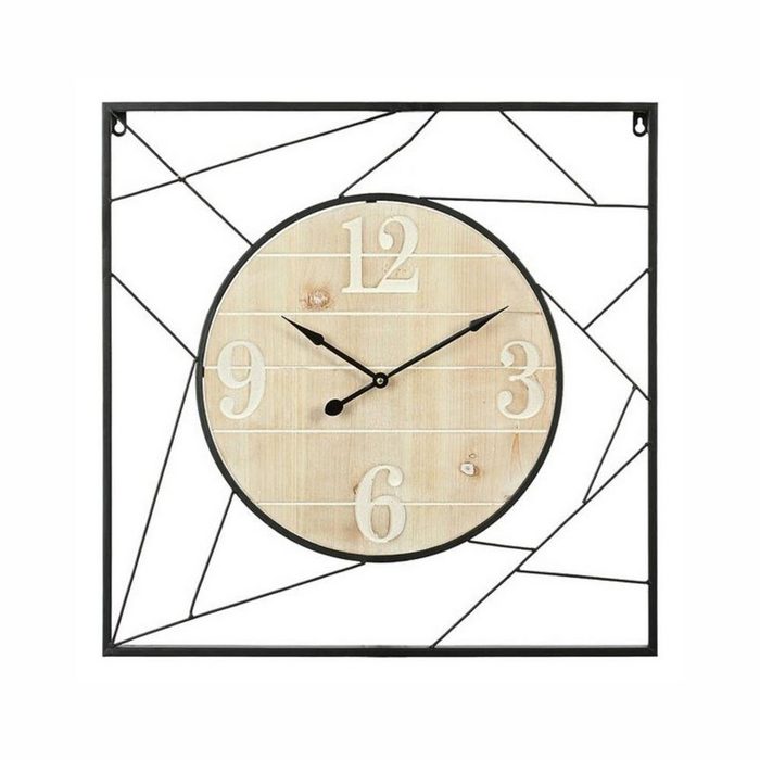 Bigbuy Uhr Wanduhr karriert Braun 60 x 60 x 4 cm