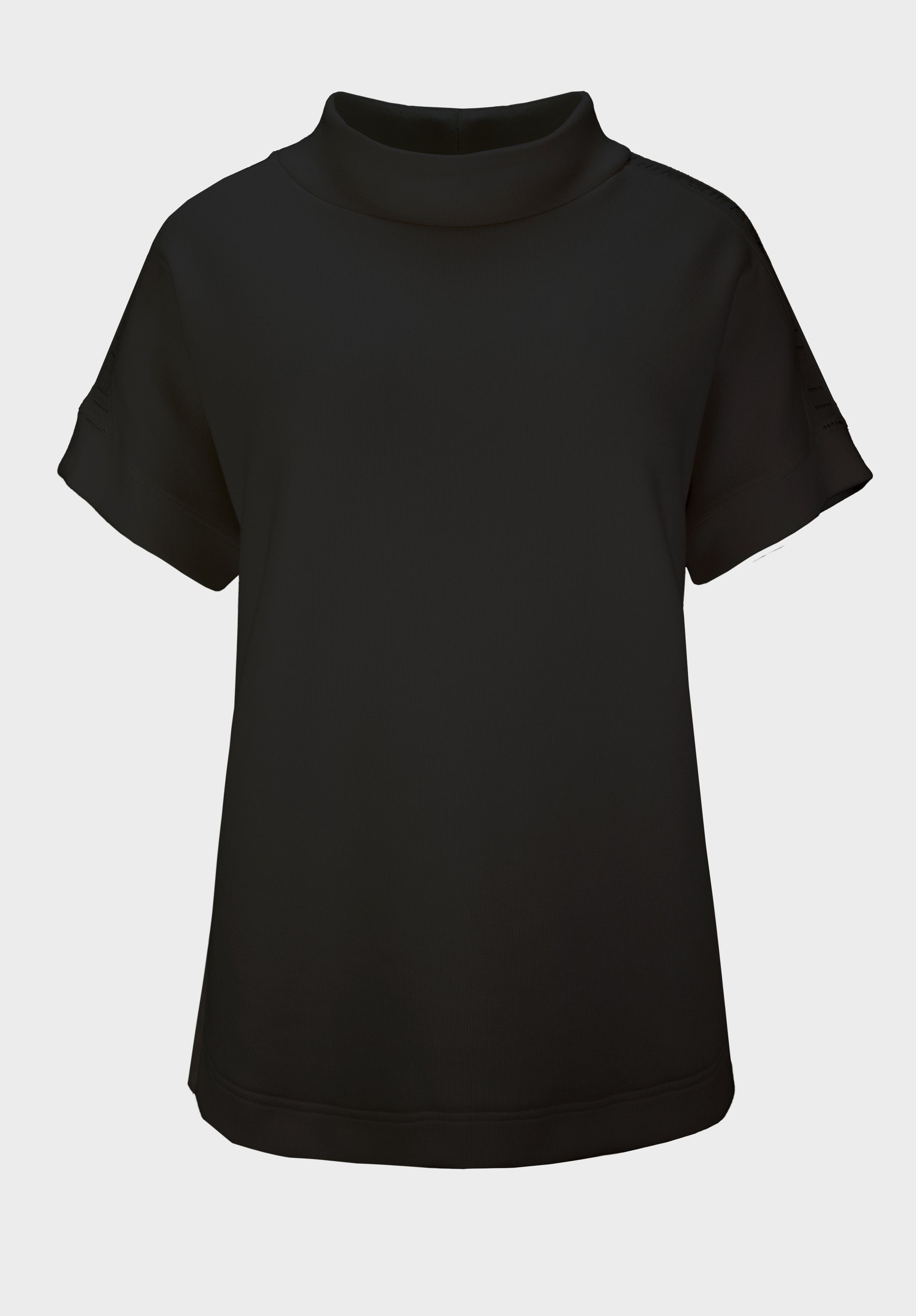 bianca Kurzarmshirt IDA mit Schulterdetails black aus Jersey-Qualität softer