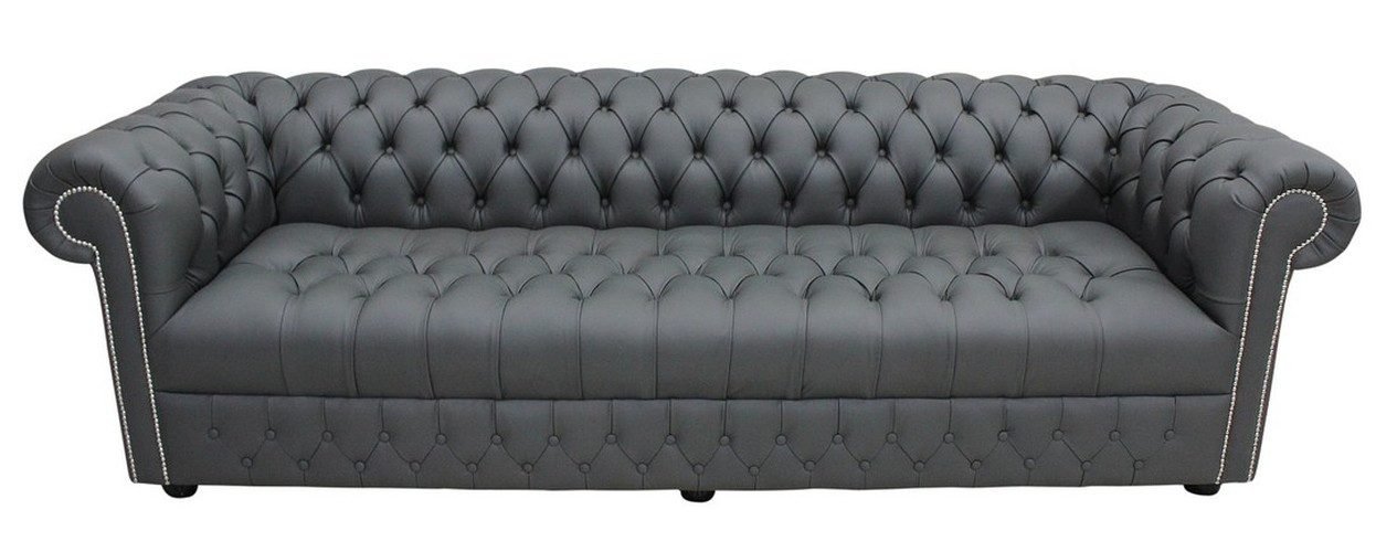 Chesterfield-Sofa Grau Polsterung Chesterfield Sofa mit Holzfüßen und Kunstlederbezug