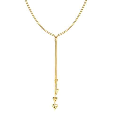 MyBeautyworld24 Edelstahlkette Lange Halskette mit Herzanhängern – Gold 75 cm (1-tlg)