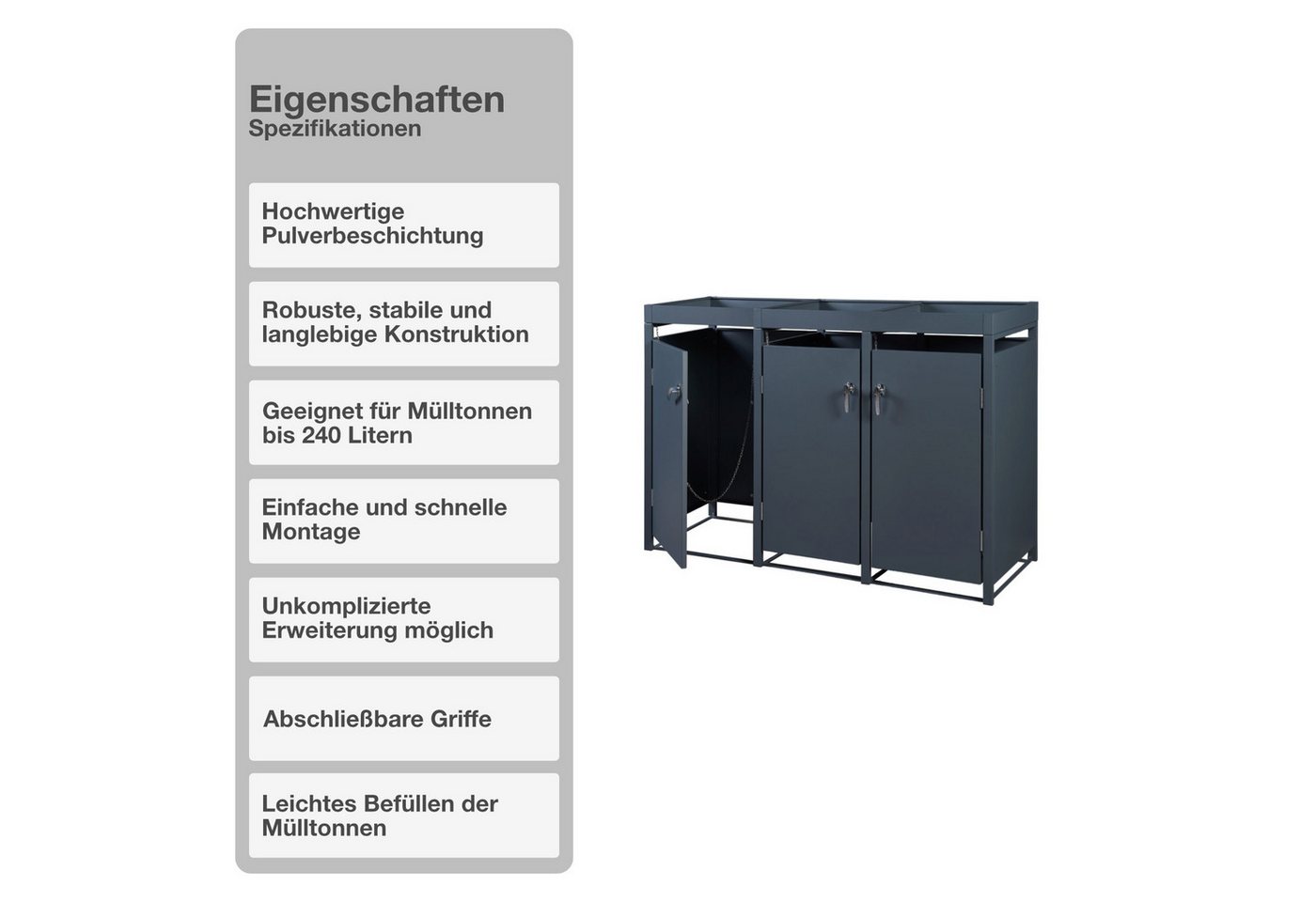 Thumbnail - STADO Mülltonnenbox Mülltonnenbox Mülltonnenverkleidung Aufbewahrungsbox Deckel Anthrazit