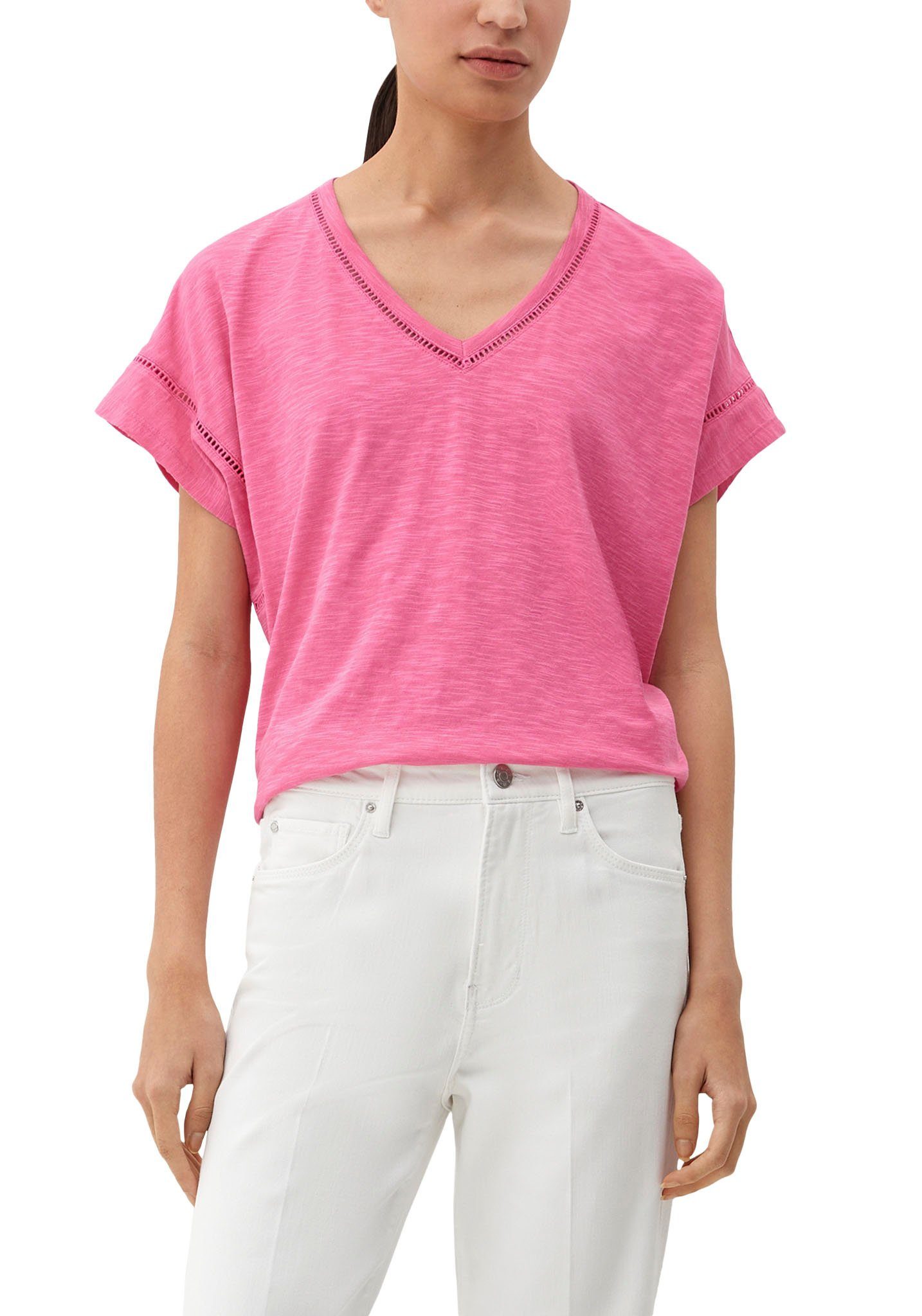 s.Oliver T-Shirt lilac/pink mit Zierborte