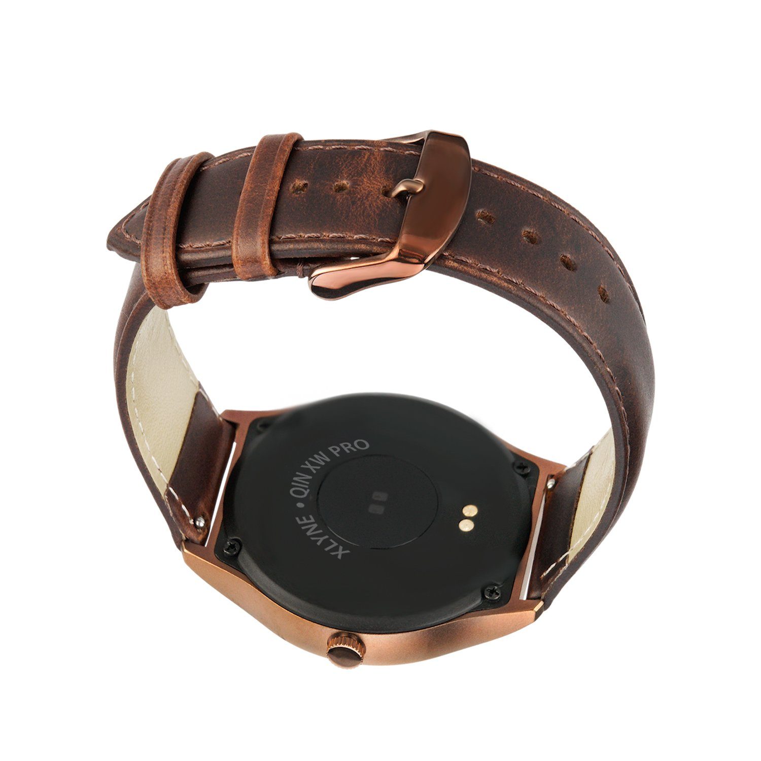 XLYNE QIN XW PRO Herren Smartwatch (4 cm/1,22 Zoll, iOS und Android) Männer Smartwatch mit Echtlederarmband, Edelstahl Gehäuse, 3 teilig: Uhr, Armband, Ladekabel, Puls- & Blutdruck, Anruf- & Nachrichtenanzeige, 100 Std Akku