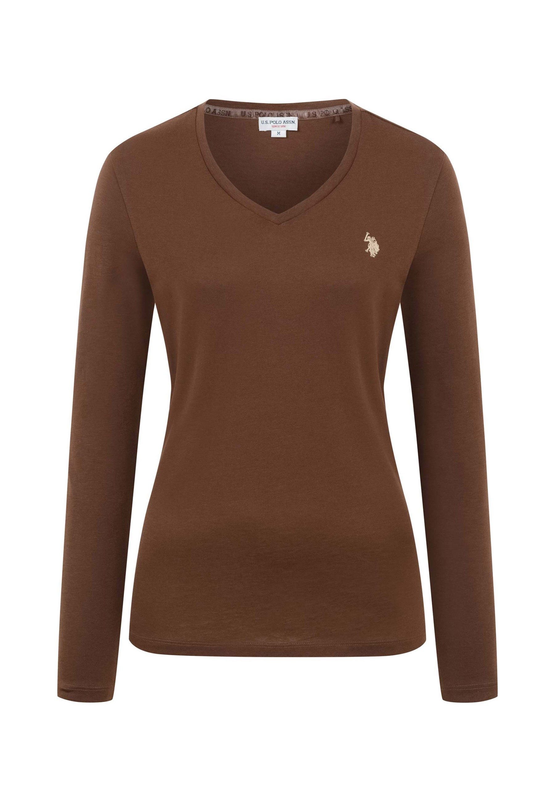 U.S. Polo Assn. Langarmshirt mit V-Ausschnitt und Stickereidetails Elastisches Longsleeve mit normaler Passform – Bild 5 von 5