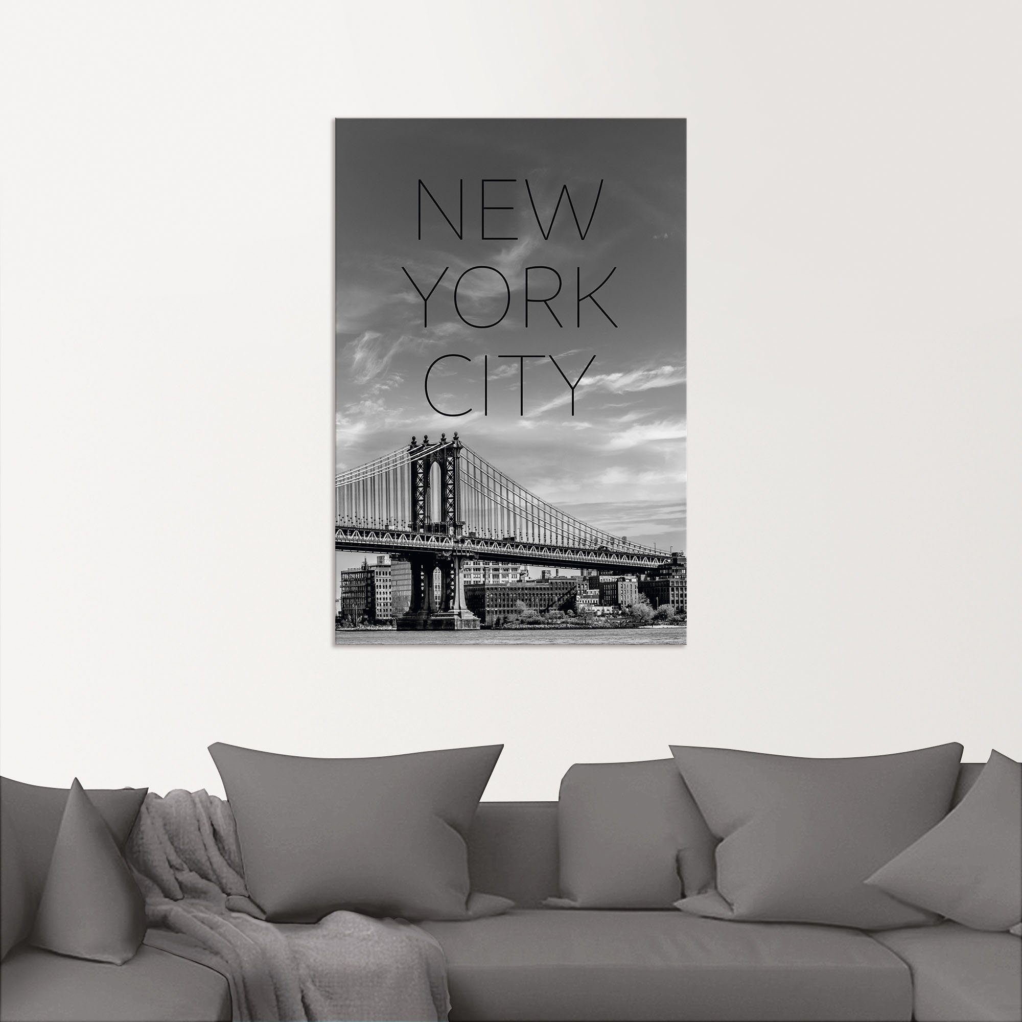 Leinwandbild, versch. in als oder St), Alubild, Wandbild Poster Wandaufkleber York NYC Bridge, (1 Manhattan Größen New Artland