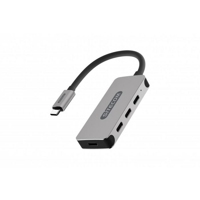 Sitecom USB-Verteiler USB-C HUB 4 PORT 5GBPS Anschlüsse kompaktes Aluminium Design Plug and Play