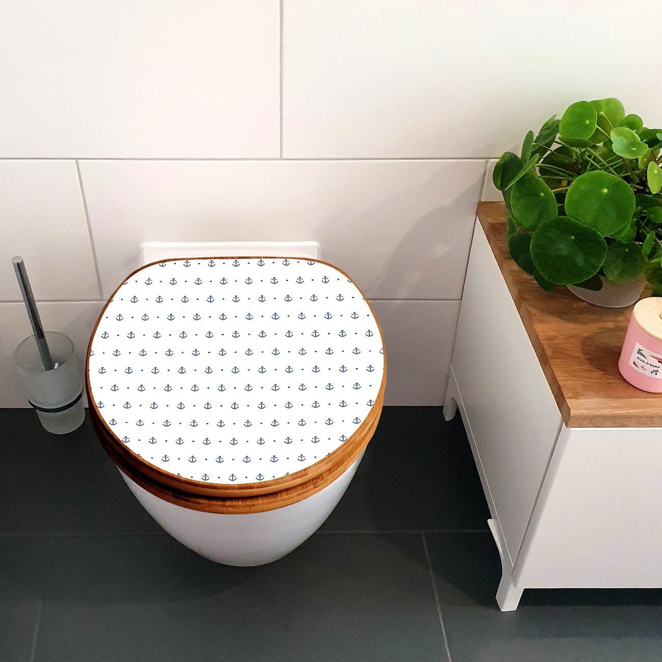 banjado WC-Sitz Bambus Motiv Kleine Anker günstig online kaufen