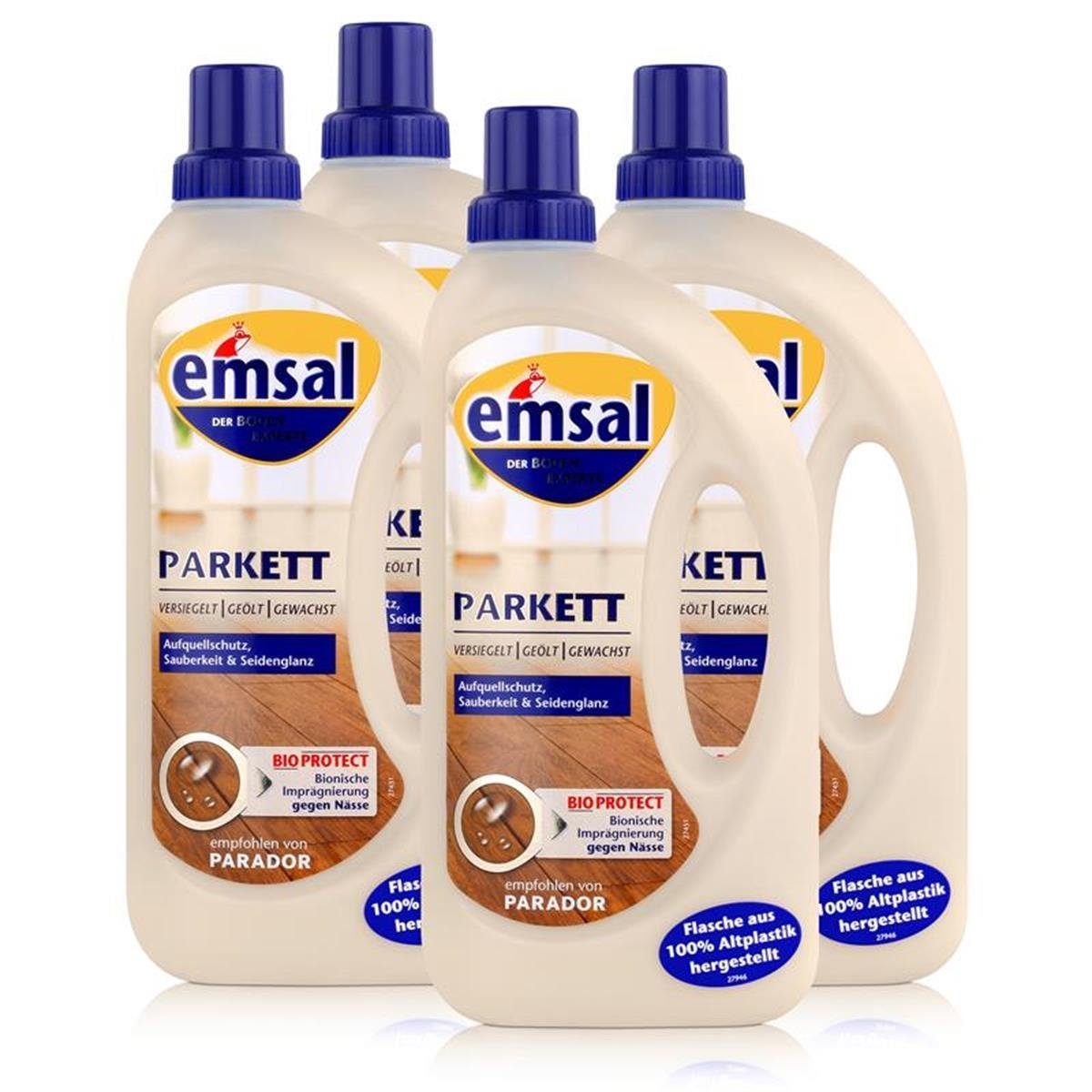 emsal emsal Boden-Pflege Parkett 1 Liter mit Bioprotect Imprägnierung (4er P Fussbodenreiniger