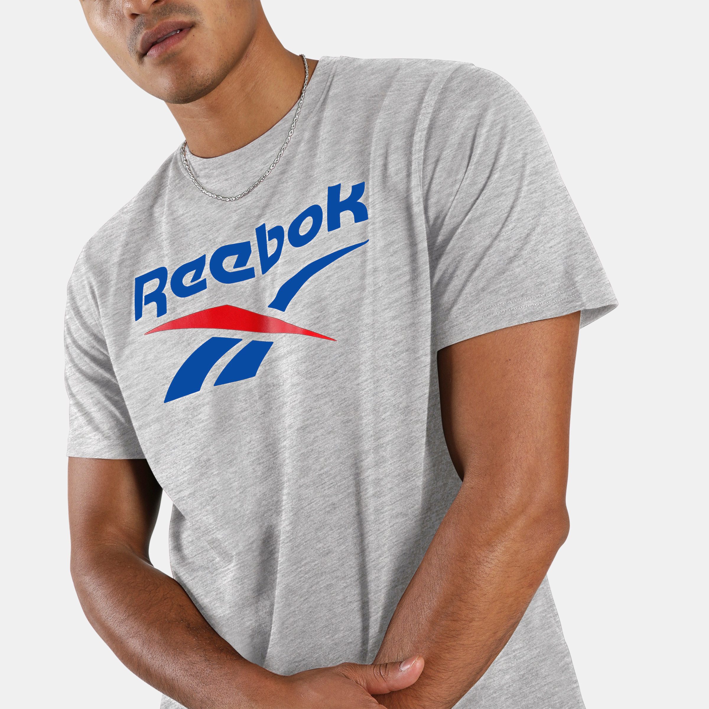 Reebok T-Shirt BRUNO BIG LOGO CREW NECK SS TEE mit Logodruck, Kurzarm, aus Baumwollmischung, Basic Passform