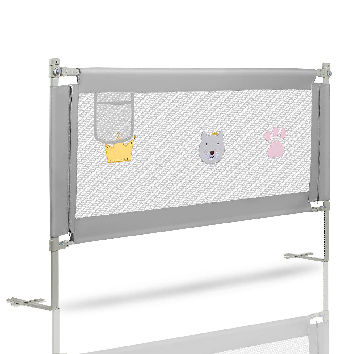 Clanmacy Bettschutzgitter Bettgitter 180cm Kinderbett Kinderbettschutzgitter Rausfallschutz (und strapazierfähigem Polyester Canvas …