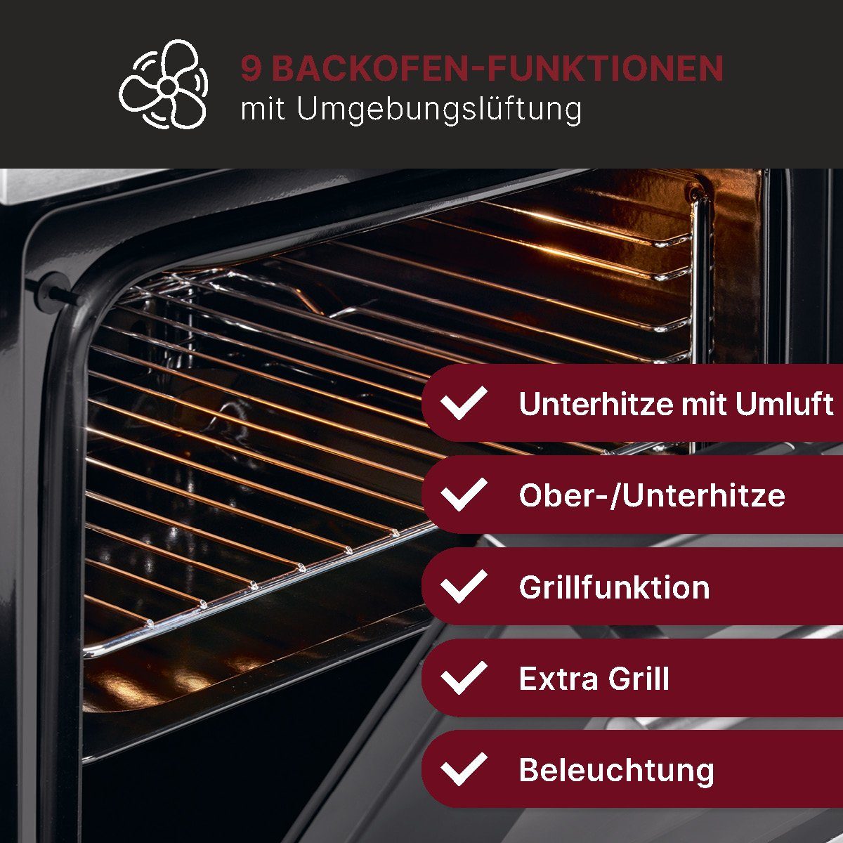 BOMANN Einbaubackofen EBO 7911, mit Heißluft & Umluftgrill, 56L Nutzinhalt