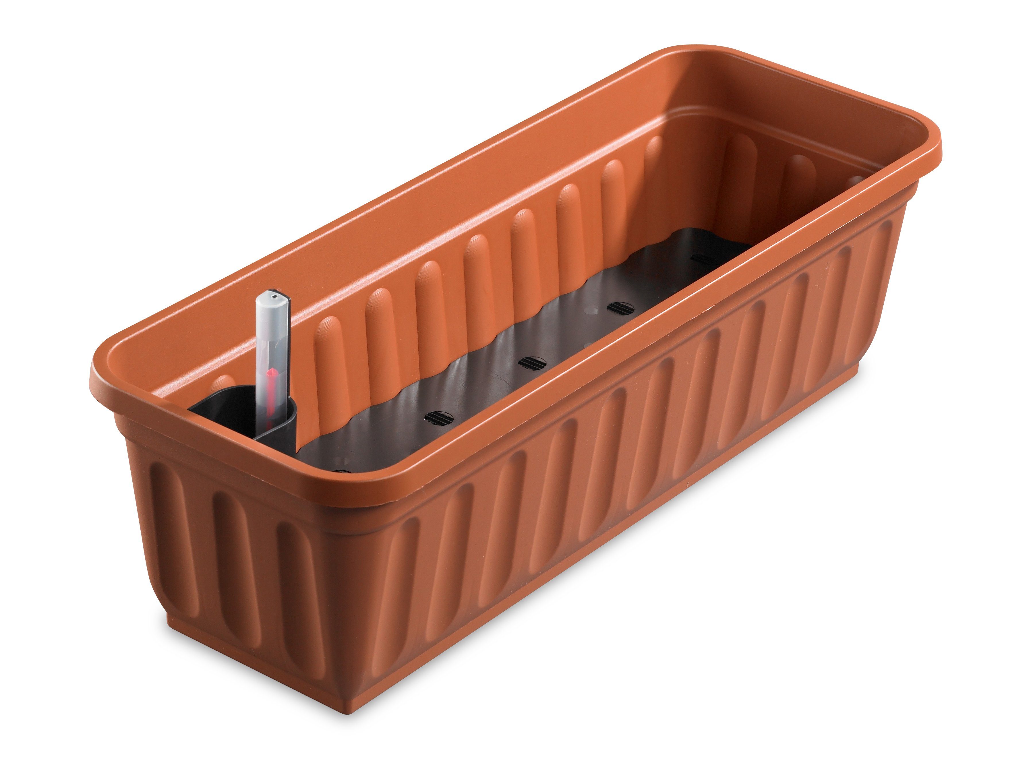 ALPFA Balkonkasten 80 cm terracotta mit Wasserspeicher Made in Germany Blumenkasten, eckig