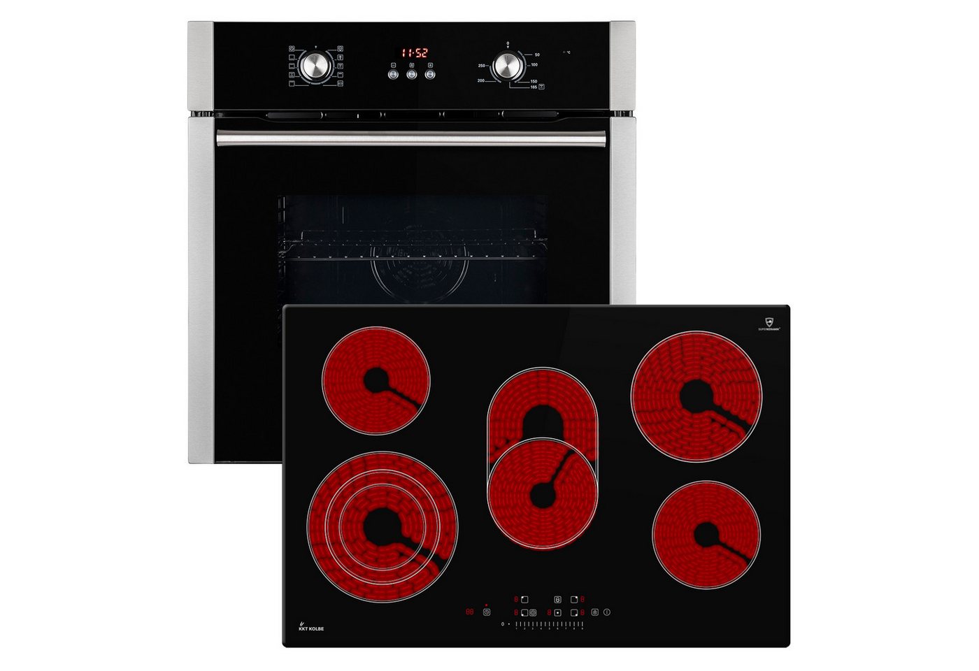 KKT KOLBE Backofen-Set Backofen und Kochfeld SET8805CH77RL, Herdset / Heißluft / Einbauherd / Einbaubackofen / Dualzone