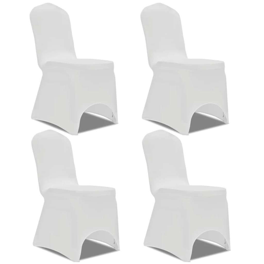 Hussen-Set Stretch Stuhlbezug 4 Stück Weiß, furnicato | Hussen-Sets