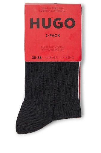 CC (Packung, W Freizeitsocken Logodetail RIB mit 2er-Pack) HUGO 2-Paar, kontrastfarbenem QS LABEL 2P