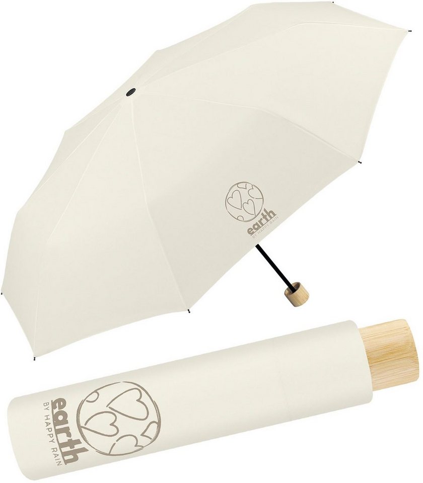 HAPPY RAIN Taschenregenschirm Earth - nachhaltiger stabiler  Super-Mini-Schirm, gut geschützt etwas für die Umwelt tun