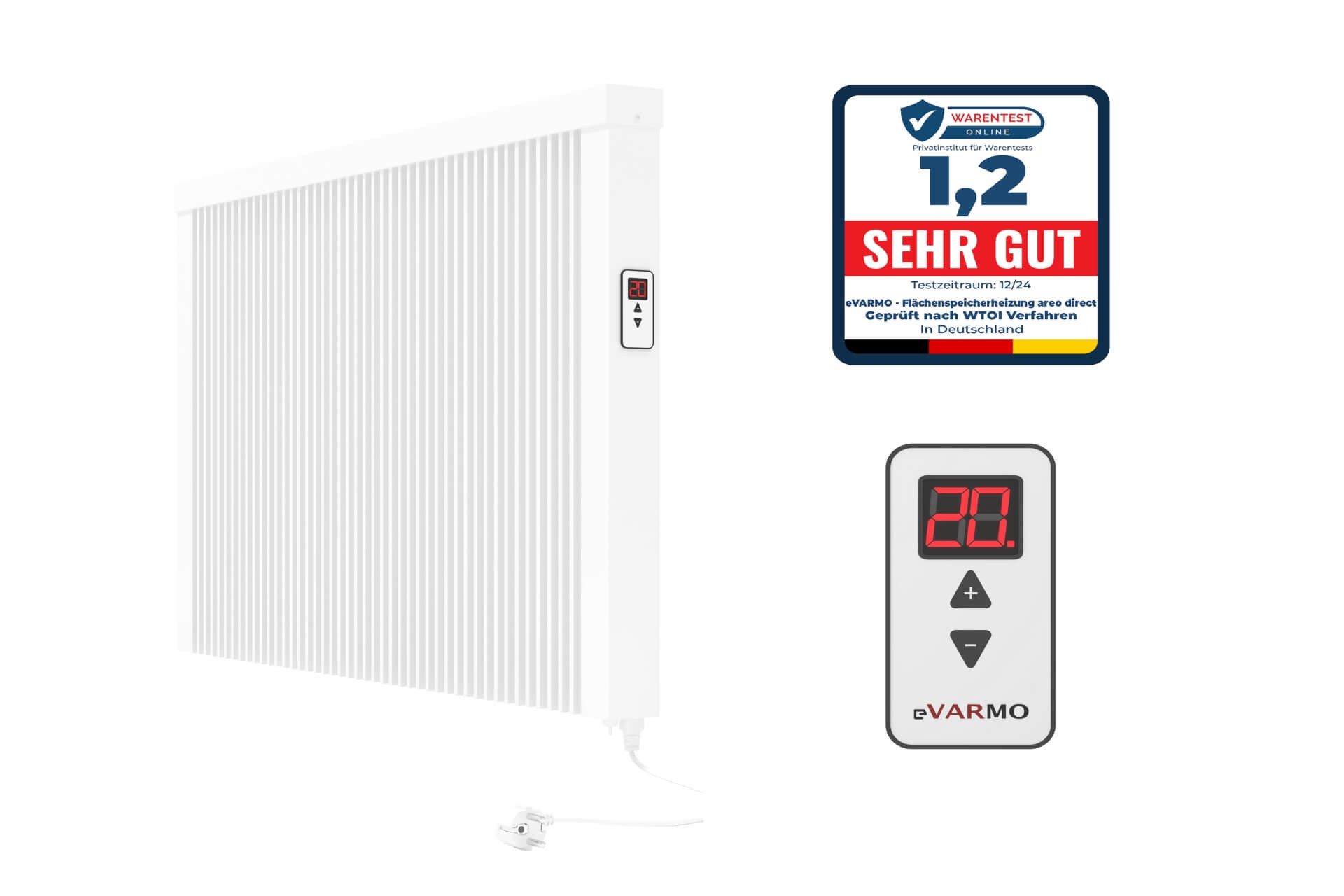 eVARMO Elektro-Heizkörper Flächenspeicherheizung areo direct, moderne Elekt günstig online kaufen
