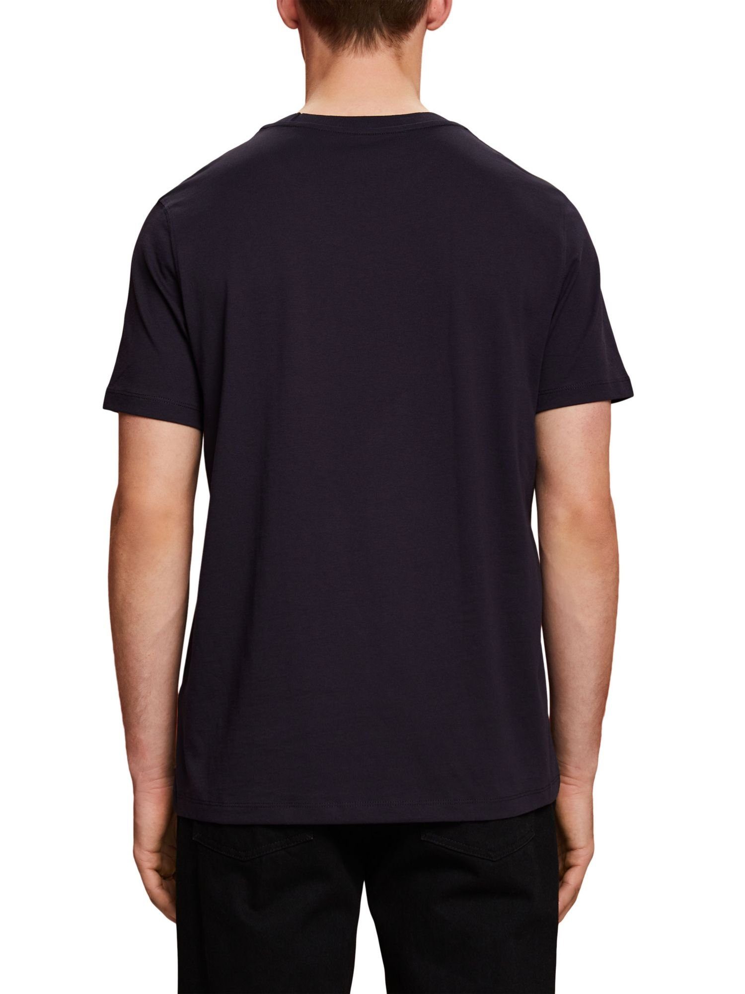 NAVY T-Shirt mit Esprit % 100 Baumwolle Rundhals-T-Shirt (1-tlg) Print,