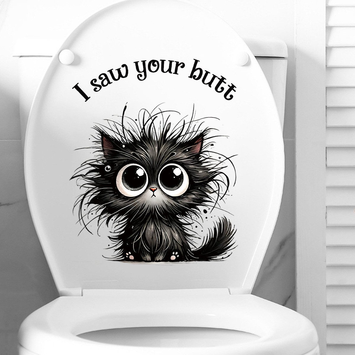 HomeBella Fliesenaufkleber Toiletten Aufkleber WC Deckel Sticker Katze lustig, – Wandtattoo Bad Deko selbstklebend ablösbar humorvoll