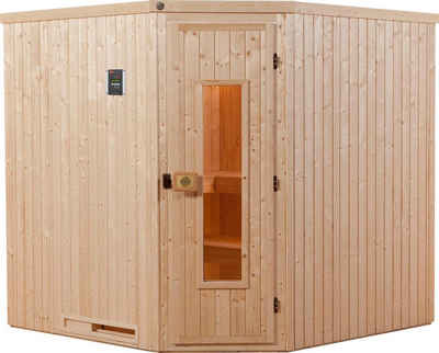 weka Sauna Varberg, BxTxH: 194 x 194 x 199 cm, 68 mm, (Set) 7,5 kW-Ofen mit digitaler Steuerung