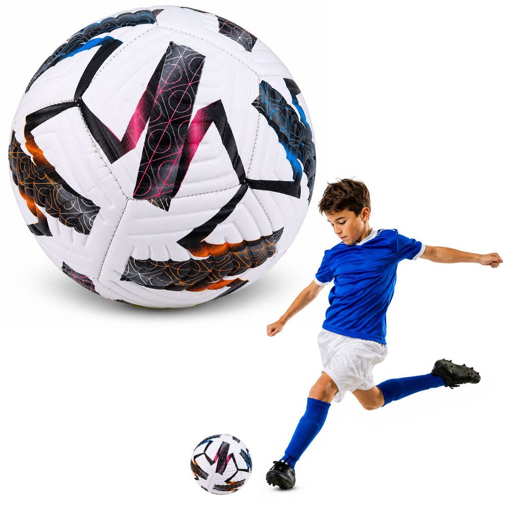 LEAN TOYS Fußball Trainingsball Freizeitball Sportball (Spar-Set, 1-St., Ø 22 cm gemustert), Größe 5, Ø 22 cm, Synthetik, für Rasen & Freizeit
