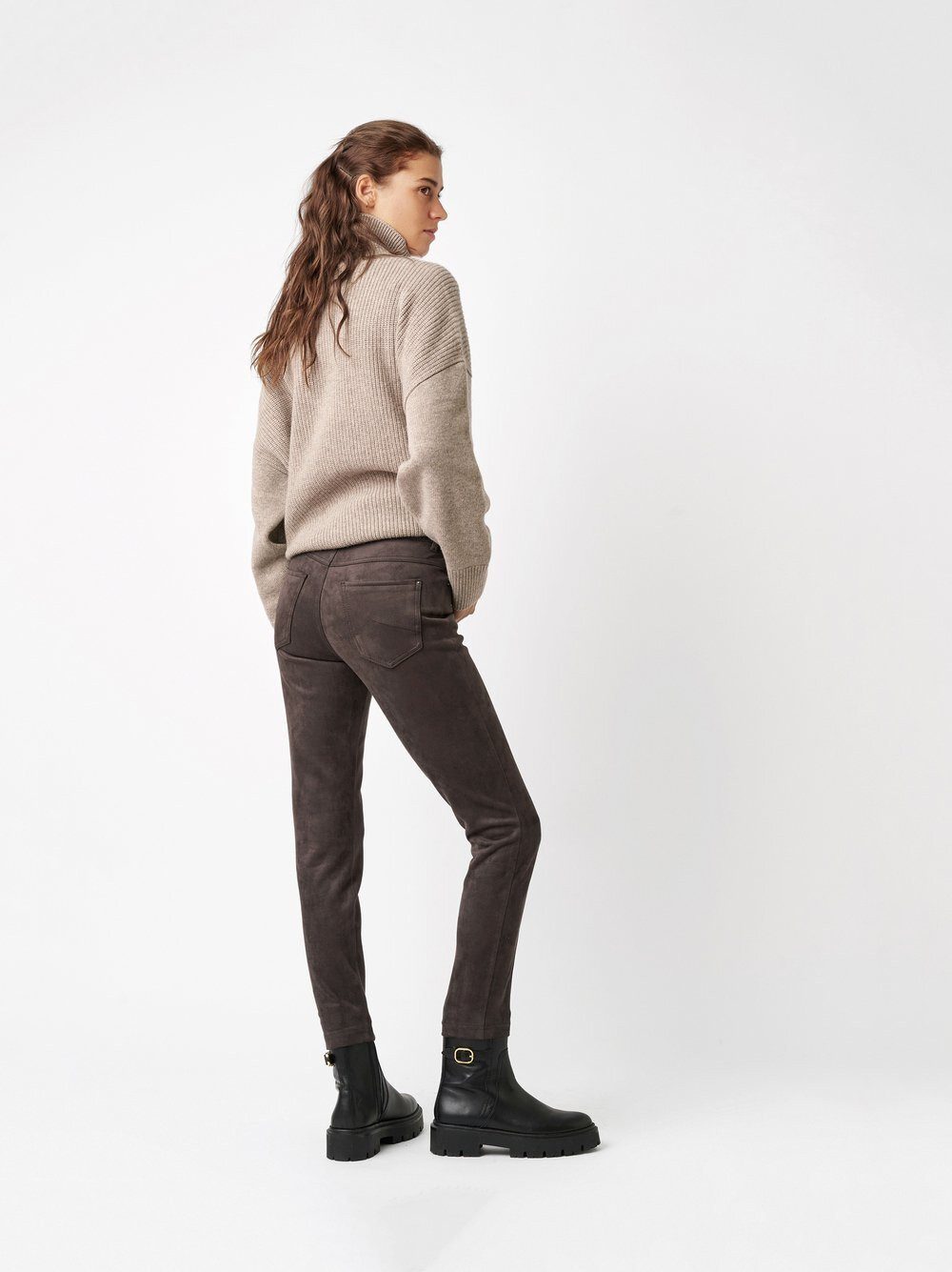 ROSNER Röhrenhose Antonia_408 (1-tlg) in Velourleder-Optik günstig online kaufen