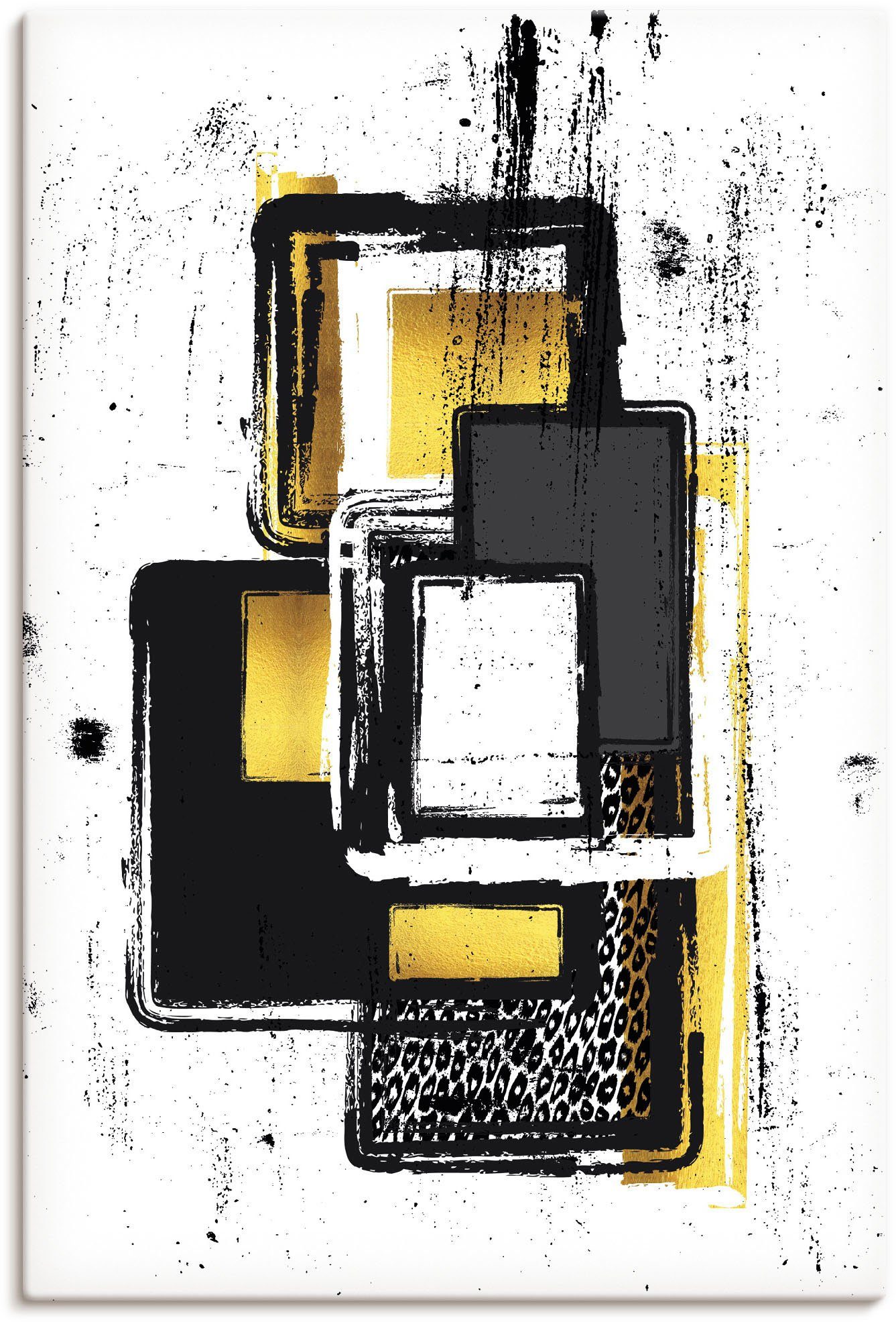 Artland Leinwandbild Abstrakte Malerei Nr. 3 gold, Muster (1 St), auf Holzrahmen gespannt