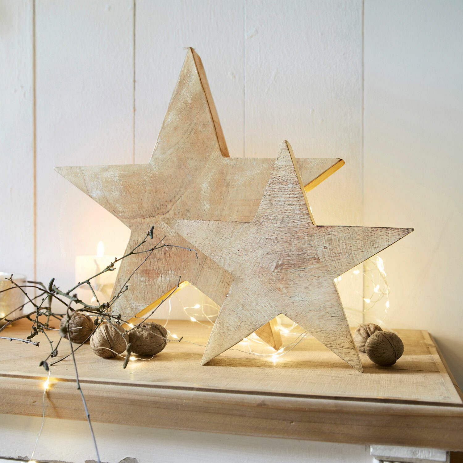 Mirabeau Weihnachtsfigur Stern 2er Set Dunino antikbeige (2er Set, 2er Set)
