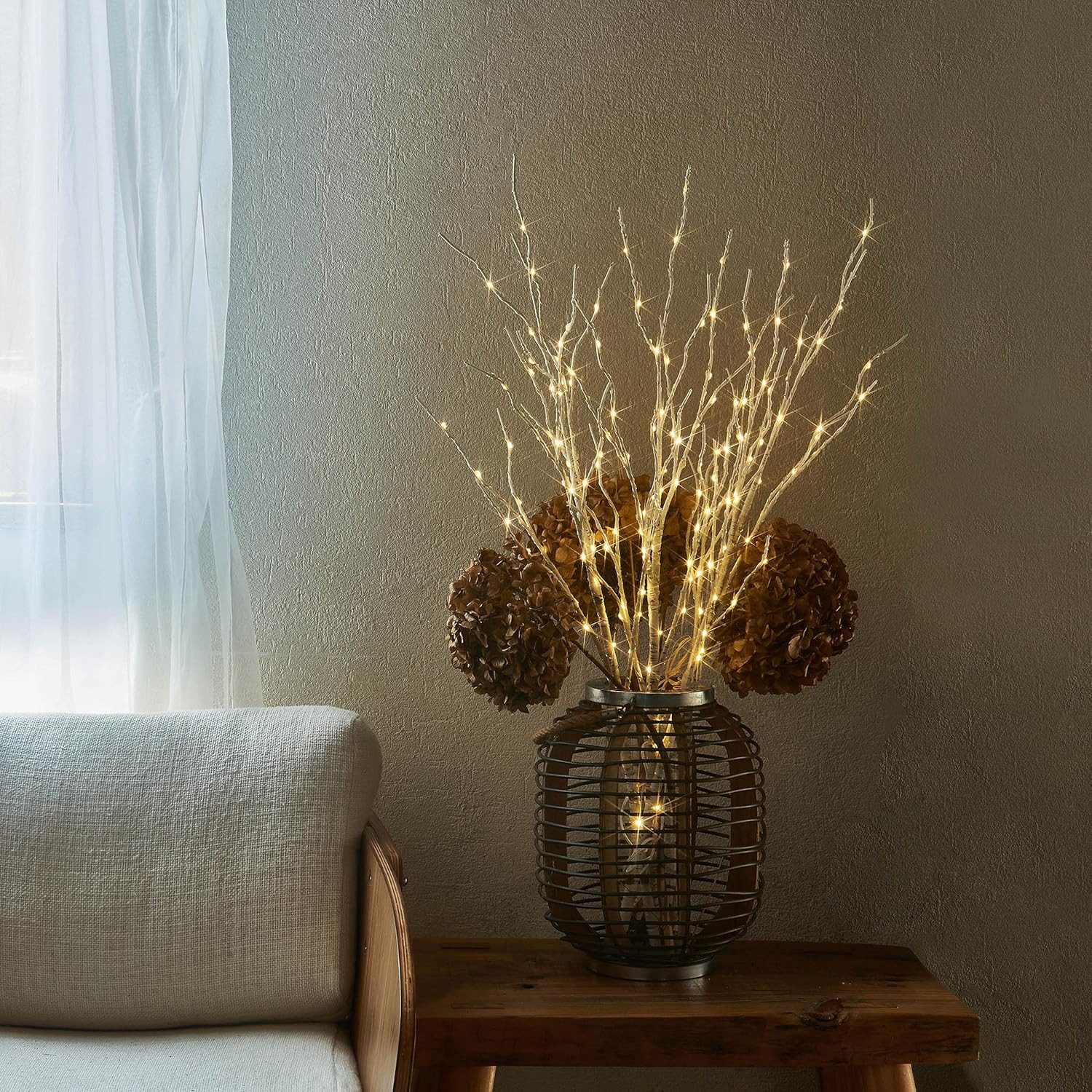 Kunstzweig LED-Leuchtzweig Lichterzweige Batteriebetrieben 50/100LED Lichterkette, Jibenhome, Höhe 70 cm, 70cm Warmweiß, DIY Dekoration für Vase, Zimmer, Weihnachten