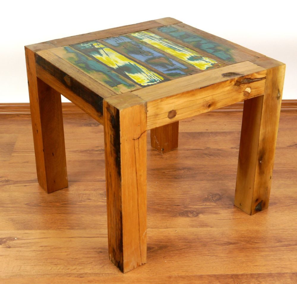 livasia Couchtisch livasia Couchtisch aus Java, recyceltes Teakholz/Bootsholz 50x50x45cm