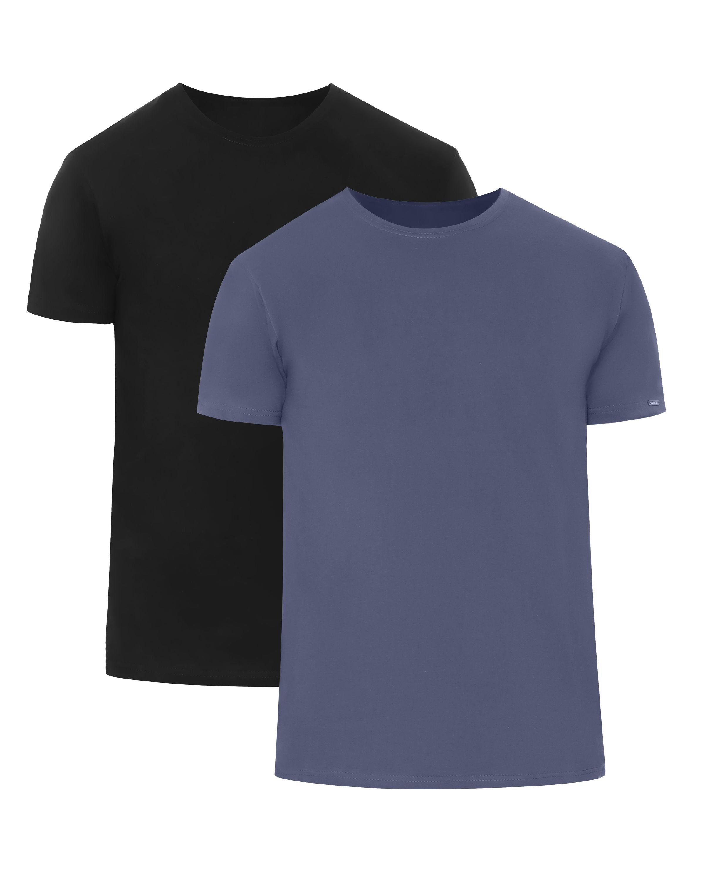 CR068 Pack T-Shirts mit Cornette 2er Pack) Schwarz/Jeans U-Ausschnitt T-Shirt (1-tlg) Herren (2