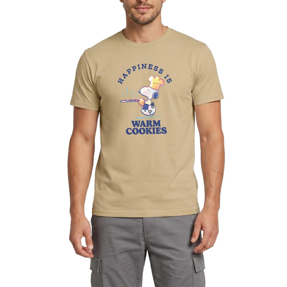 Spreadshirt T-Shirt Peanuts Snoopy Happiness Is Warm Cookies Männer T-Shirt (1-tlg)