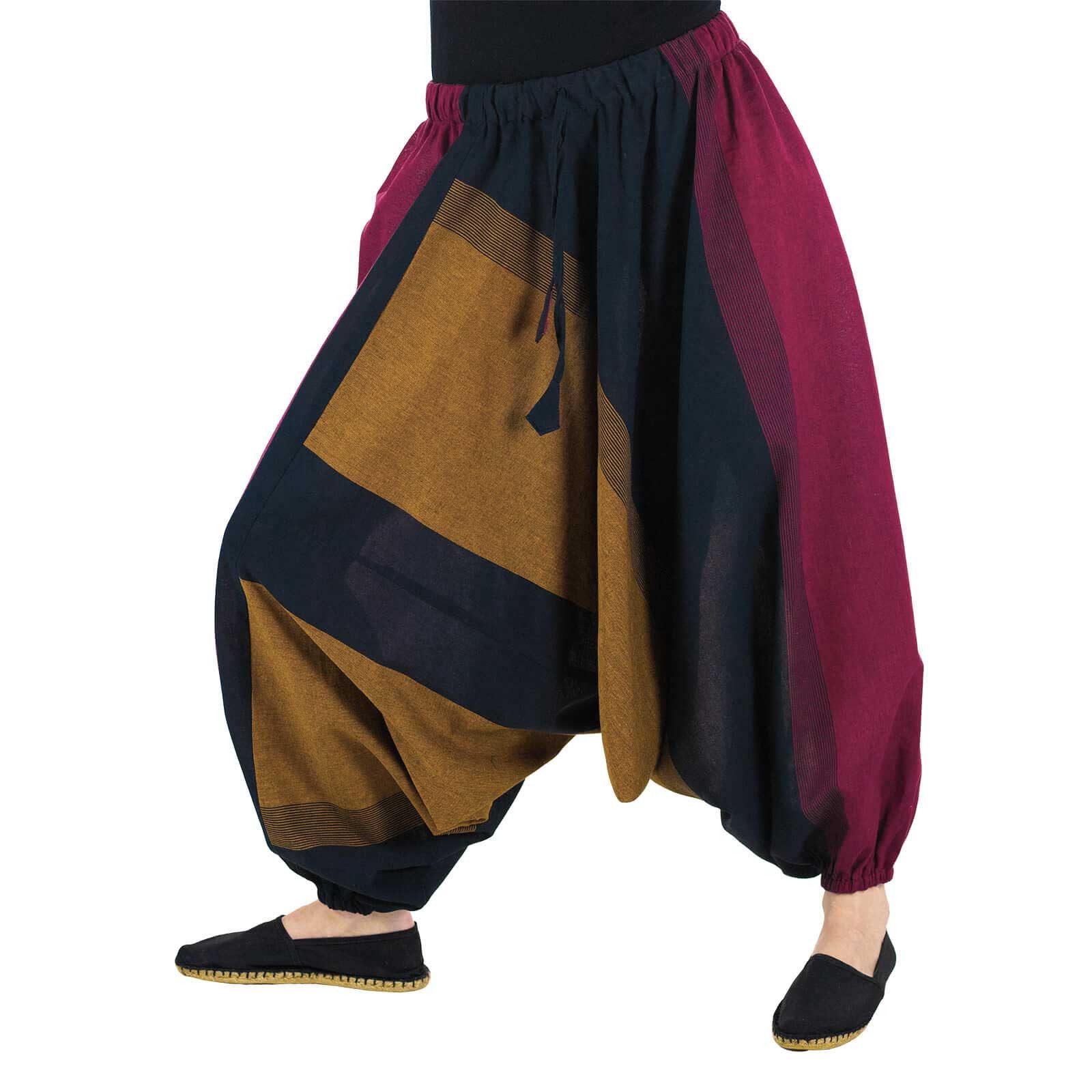 KUNST UND MAGIE Haremshose Unisex Haremshose onesize Bunt Hippie Goa Boho Baggy Pluder-Hose