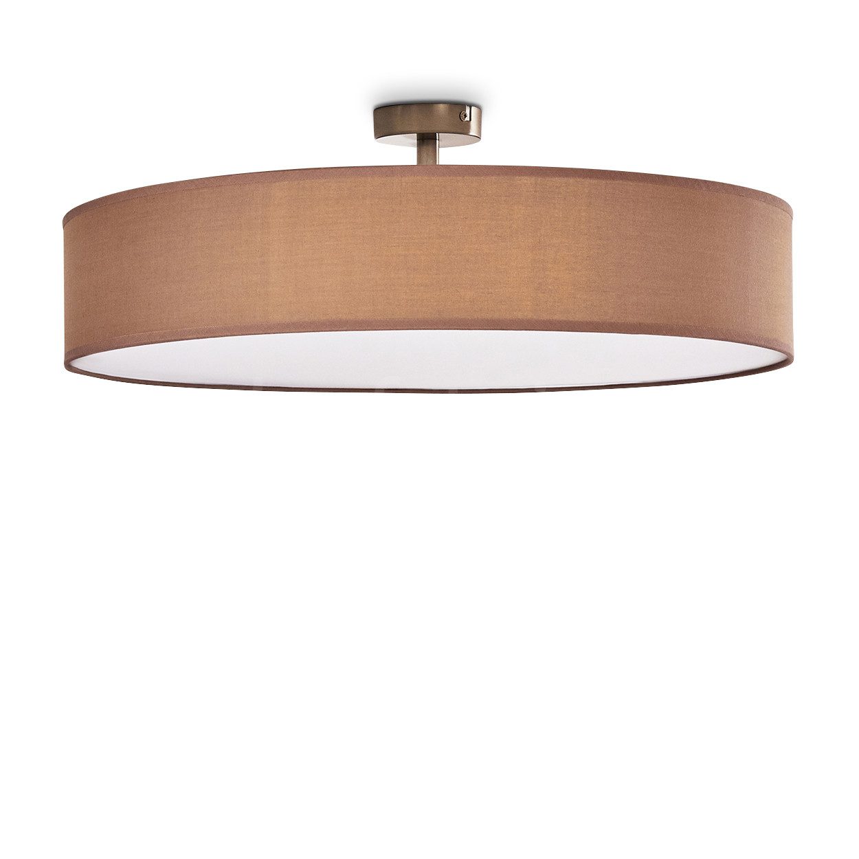 hofstein Deckenleuchte »Mels« runde Deckenlampe mit Lampenschirm aus Stoff in Braun/Weiß, ohne Leuchtmittel, Ø60cm, LED-fähig, 3xE27, 40 Watt, Retro-Design