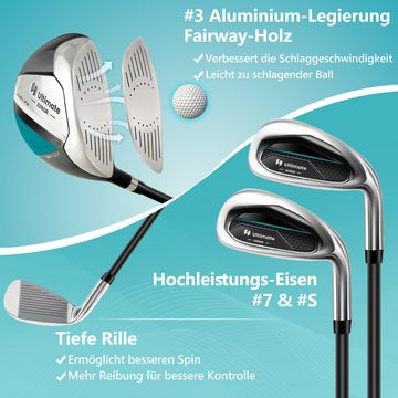 KOMFOTTEU Golfschläger + Golfbag, mit 205CC 3er Fairway, für Kinder von 5-7 Jahren